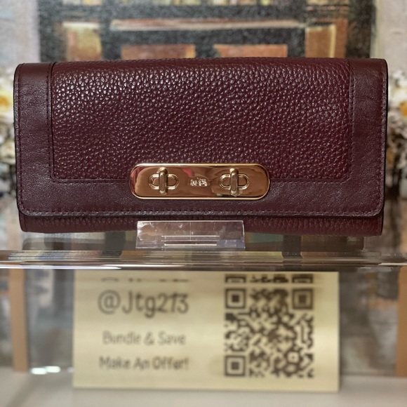 Coach Handbags - Coach Burgundy Wallet with Gold Hardware